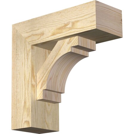 Ekena Millwork Merced Block Rough Sawn Bracket w/ Offset Brace, Douglas Fir, 6"W x 16"D x 16"H BKT0604X16X16MRC05RDF